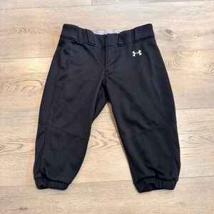 Under Armour UA Utility Girls'‎ Softball Pants Black Youth Medium M Snap front